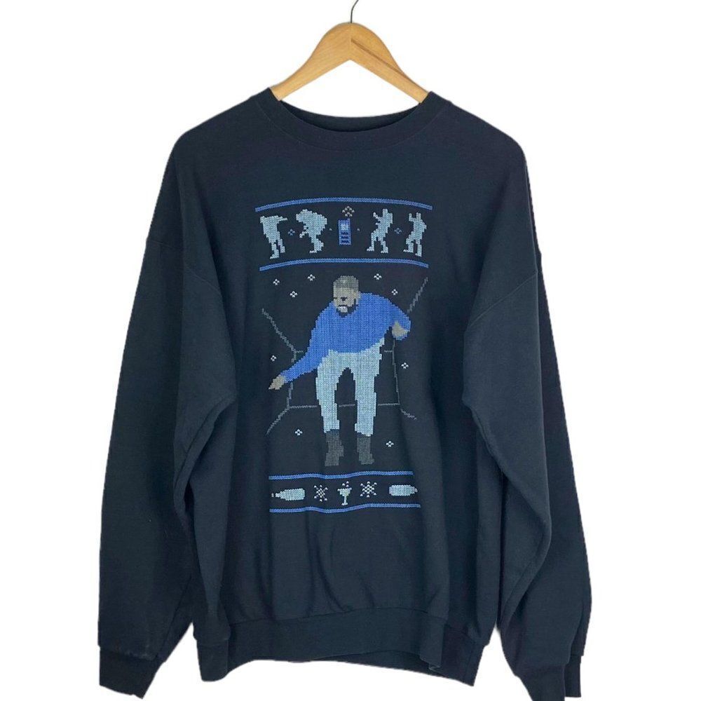 Hanes unisex Blue Drake Hotline Bling Crew Neck Graphic Print Sweatshirt US L